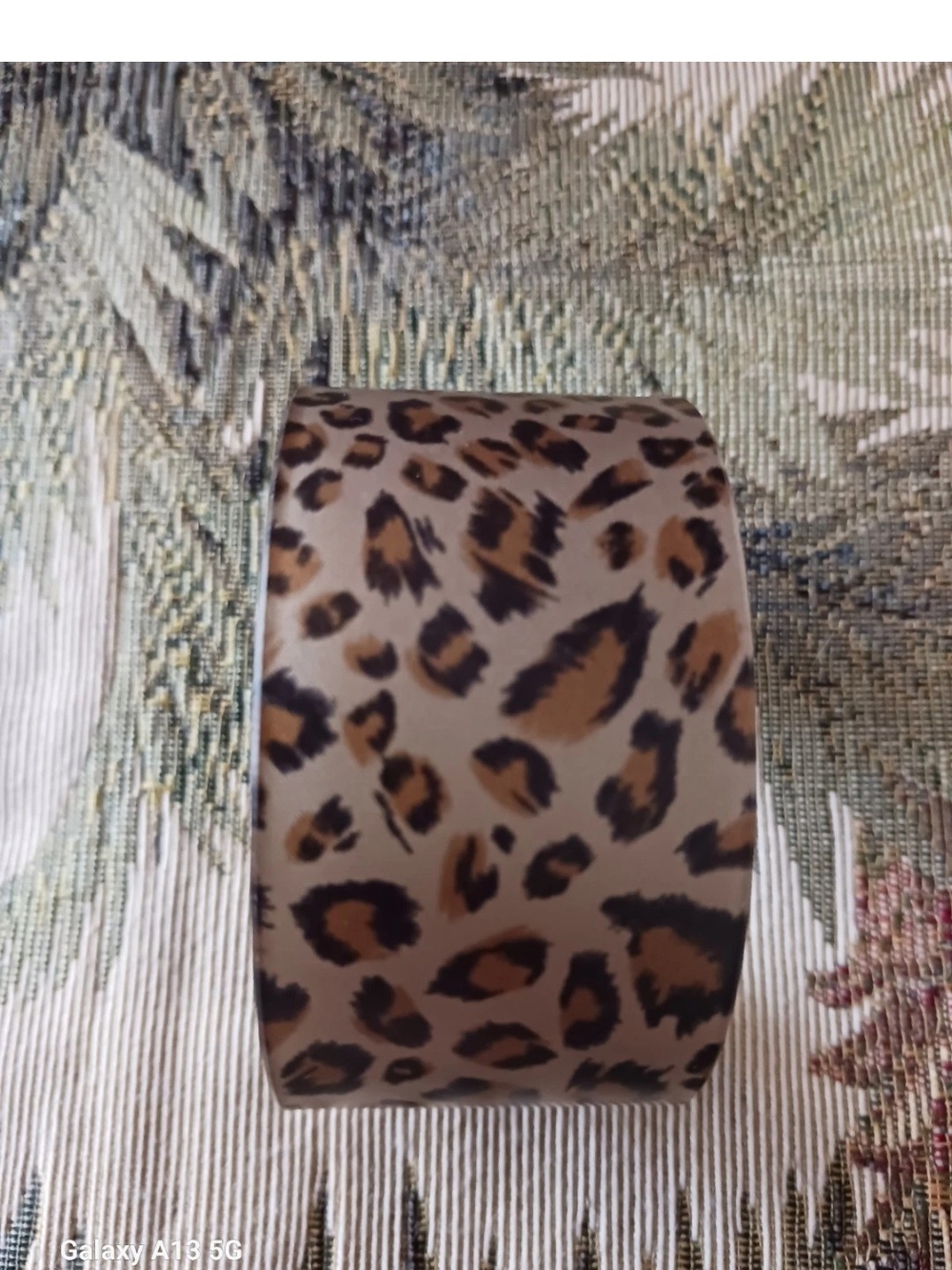 Vintage Bakelite Leopard Print Wide Cuff Bracelet - Brown and Black